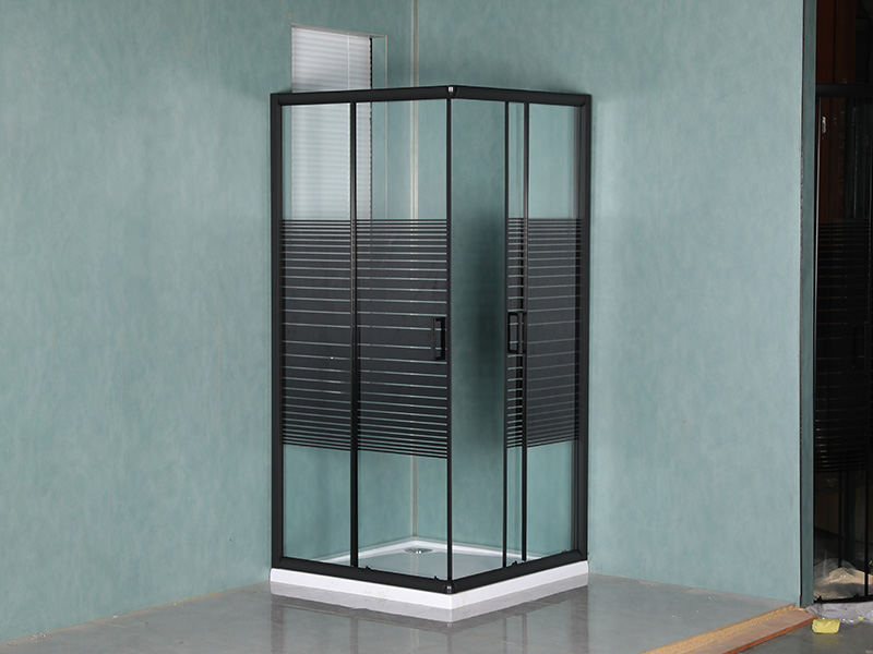 Kabina prysznicowa przesuwna SQ z czarnego profilu aluminiowego z uchwytem z podwójnymi otworami Kabina prysznicowa przesuwna SQ z czarnego profilu aluminiowego z uchwytem z podwójnymi otworami