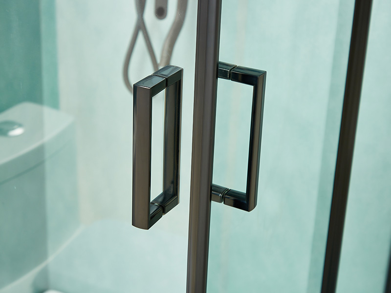 Kabina prysznicowa przesuwna SQ, przezroczyste szkło hartowane, czarny profil aluminiowy, uchwyt z podwójnymi otworami, z tacą Kabina prysznicowa przesuwna SQ, przezroczyste szkło hartowane, czarny profil aluminiowy, uchwyt z podwójnymi otworami, z tacą