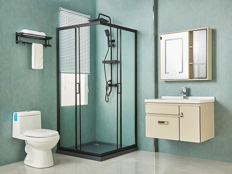 Kabina prysznicowa przesuwna SQ, przezroczyste szkło hartowane, czarny profil aluminiowy, uchwyt z podwójnymi otworami, z tacą Kabina prysznicowa przesuwna SQ, przezroczyste szkło hartowane, czarny profil aluminiowy, uchwyt z podwójnymi otworami, z tacą