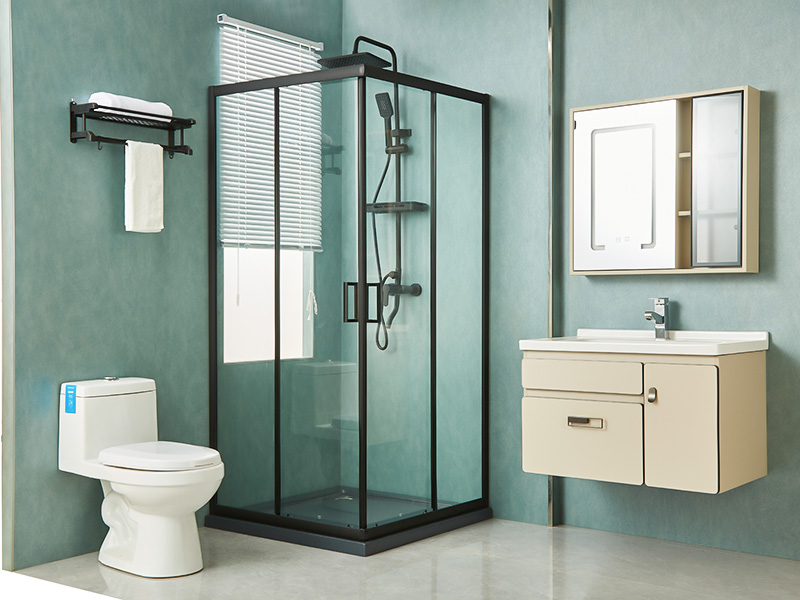 Kabina prysznicowa przesuwna SQ, przezroczyste szkło hartowane, czarny profil aluminiowy, uchwyt z podwójnymi otworami, z tacą Kabina prysznicowa przesuwna SQ, przezroczyste szkło hartowane, czarny profil aluminiowy, uchwyt z podwójnymi otworami, z tacą