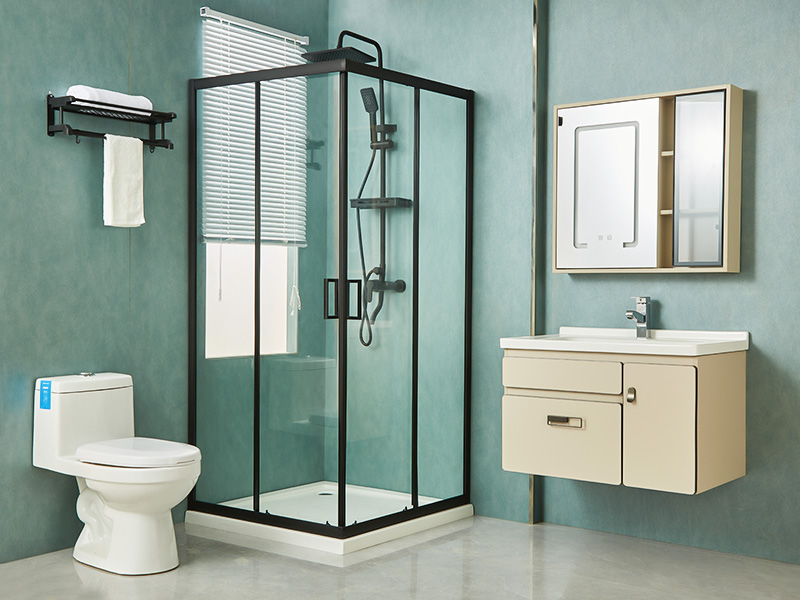 Kabina prysznicowa przesuwna SQ, przezroczyste szkło hartowane, czarny profil aluminiowy, uchwyt z podwójnymi otworami, z tacą Kabina prysznicowa przesuwna SQ, przezroczyste szkło hartowane, czarny profil aluminiowy, uchwyt z podwójnymi otworami, z tacą