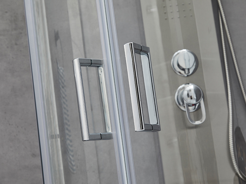 Kabina prysznicowa przesuwna SE, przezroczyste szkło hartowane, profil aluminiowy chromowany, uchwyt z podwójnymi otworami, bez brodzika Kabina prysznicowa przesuwna SE, przezroczyste szkło hartowane, profil aluminiowy chromowany, uchwyt z podwójnymi otworami, bez brodzika